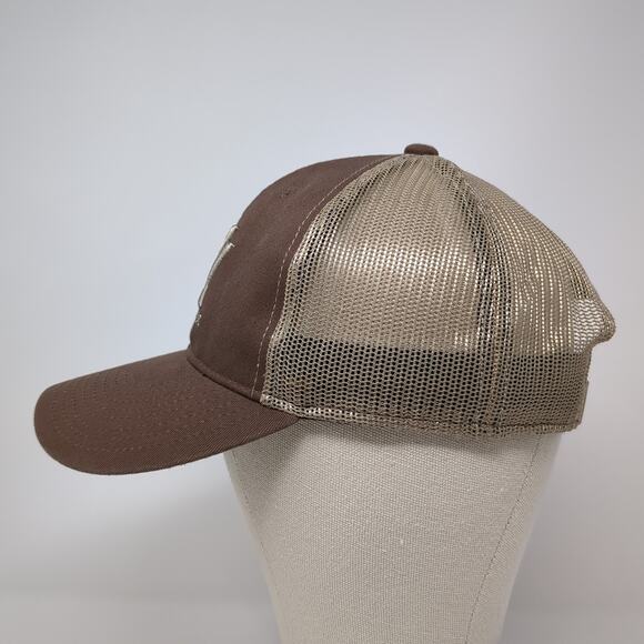 Vortex Snapback Mesh Back Trucker Hat Brown One Size Embroidered Outdoor - Picture 3 of 9